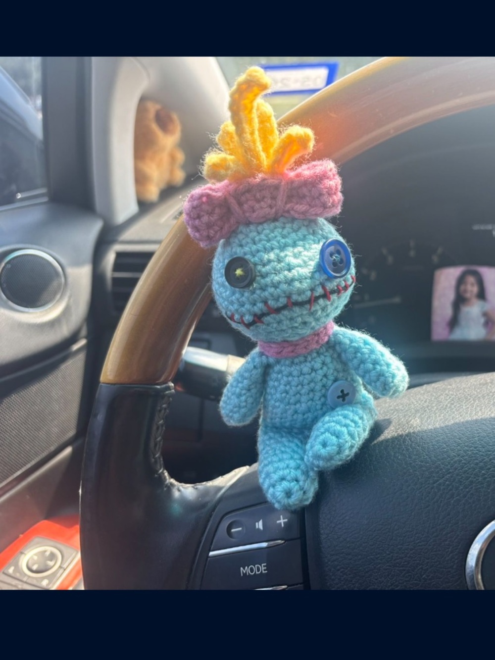 Handmade Crochet Rag Doll Keychain 6 1/2” - Picture 4 of 4